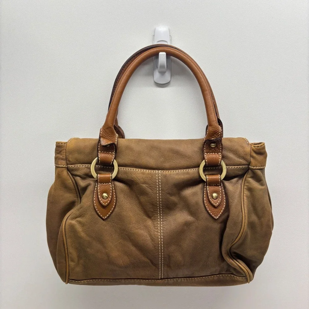 Coldwater Creek Satchel Shoulder Bag Brown Leather Western Boho Slouchy 90s